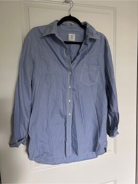 Boyfriend Blue Pinstripe Button-Down Shirt - Size M